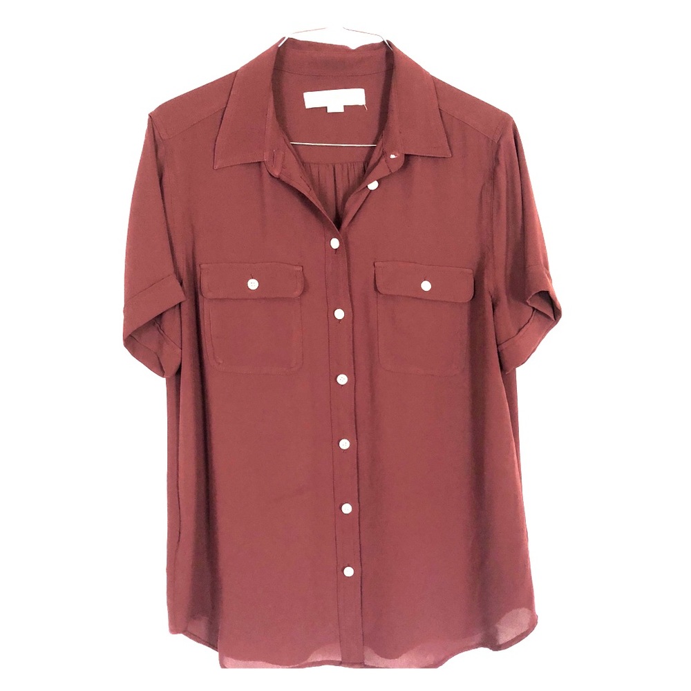 Loft Brick Red Button Blouse